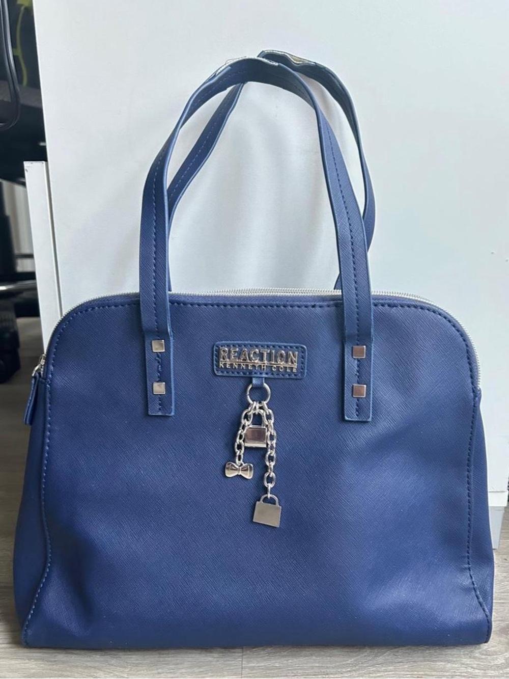 Kenneth Cole Reaction Royal Blue Satchel with Silver Charm Accents